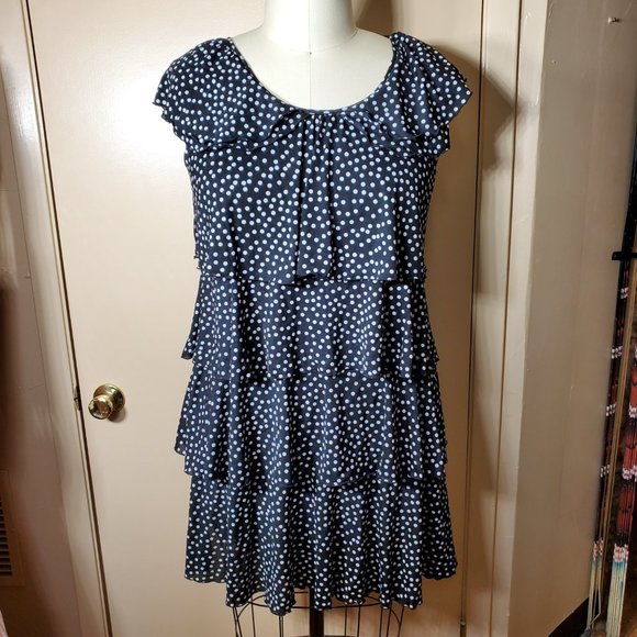 Style & Co Layered Ruffle Dress - XL - Black & White Dots - Picture 5 of 9